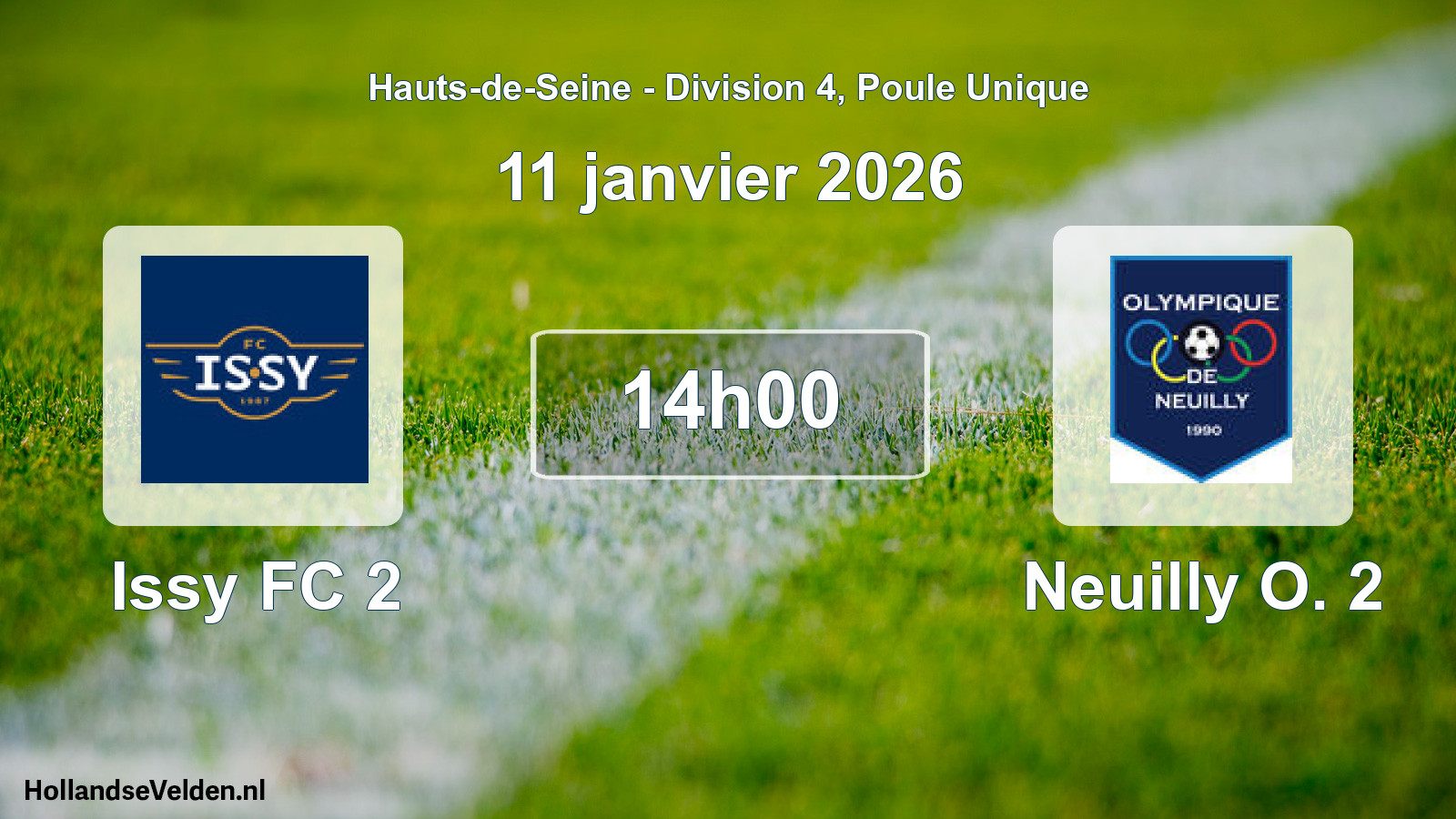 Match programmé: Issy FC 2 - Neuilly O. 2 (11 janvier 2026)