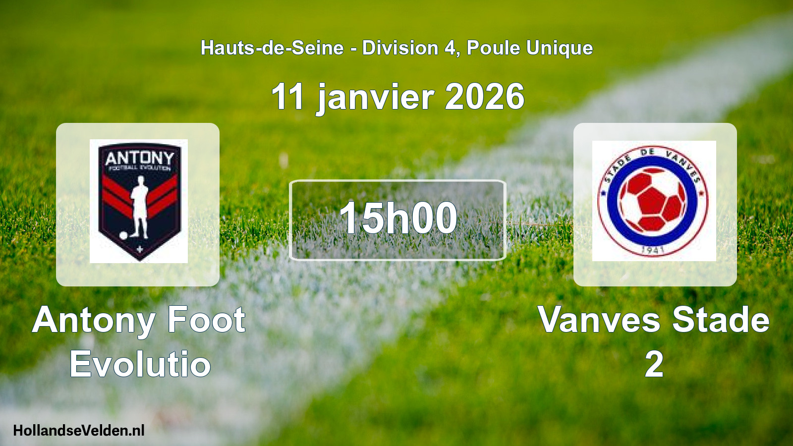 Scheduled Match: Antony Foot Evolutio - Vanves Stade 2 (11 January 2026)