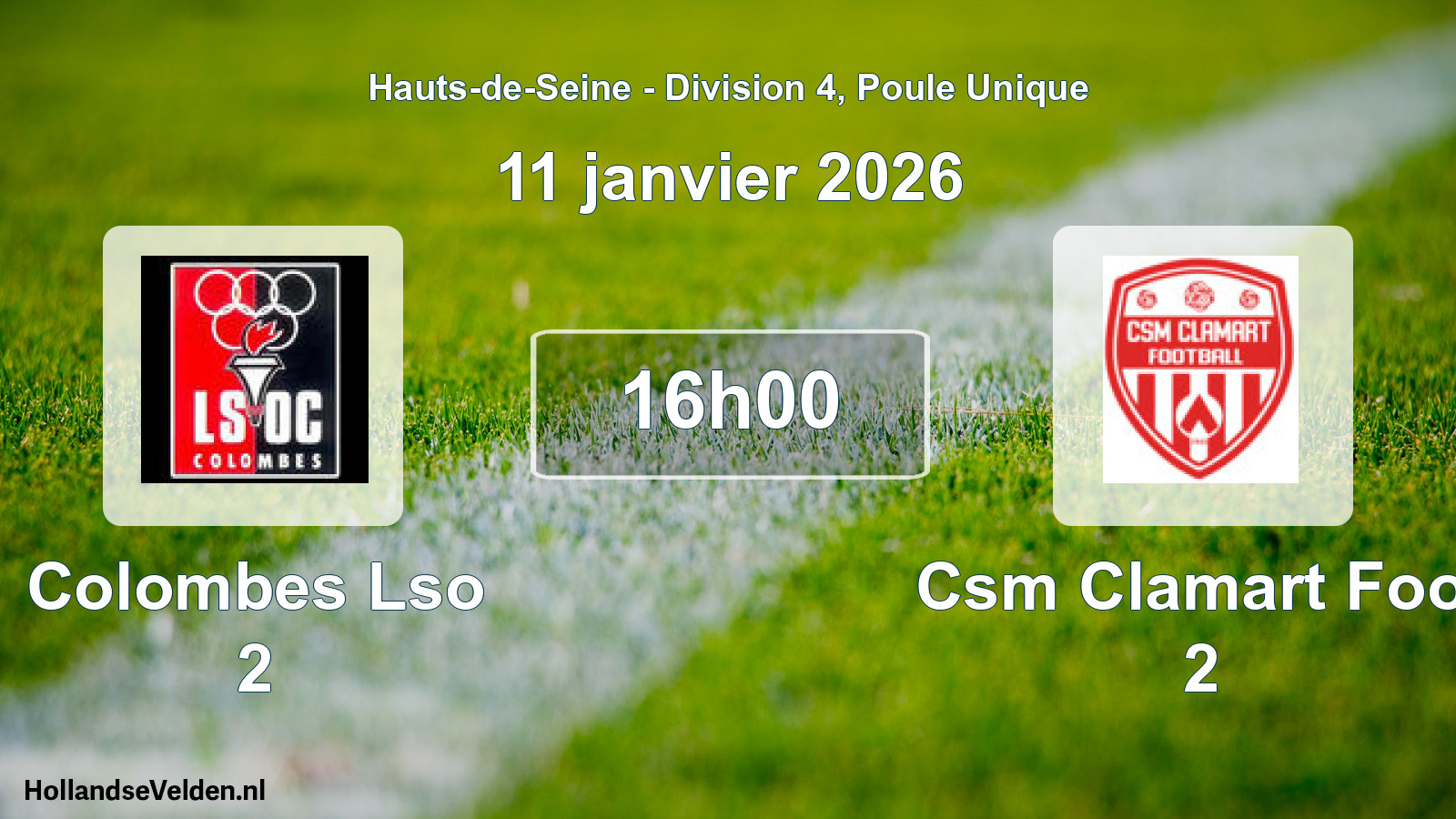 Scheduled Match: Colombes Lso 2 - Csm Clamart Foot 2 (11 January 2026)