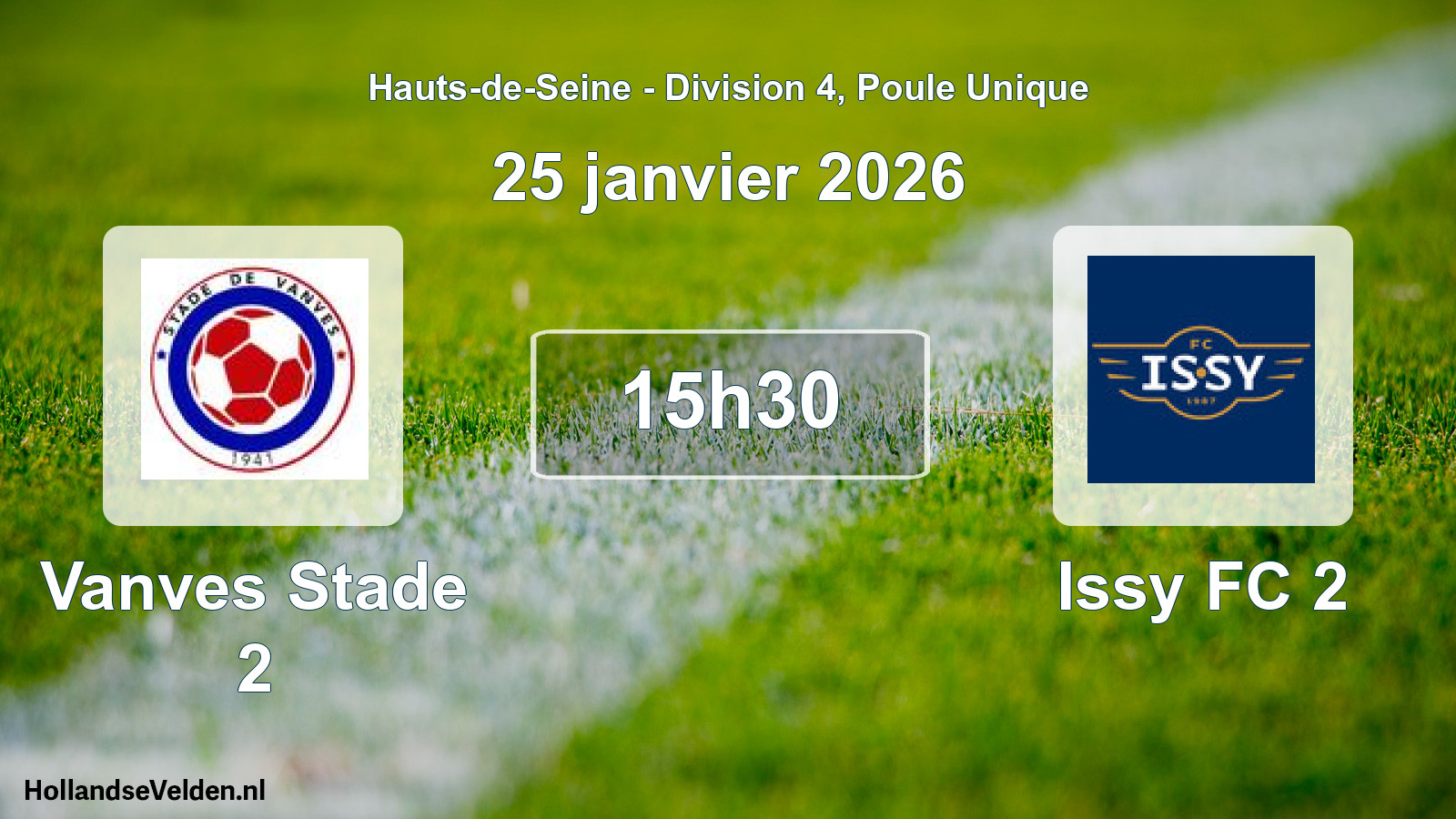 Geplande wedstrijd: Vanves Stade 2 - Issy FC 2 (25 januari 2026)