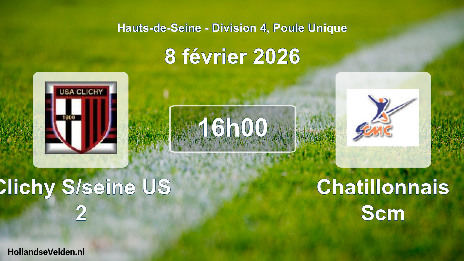 Match programmé: Clichy S/seine US 2 - Chatillonnais Scm (8 février 2026)