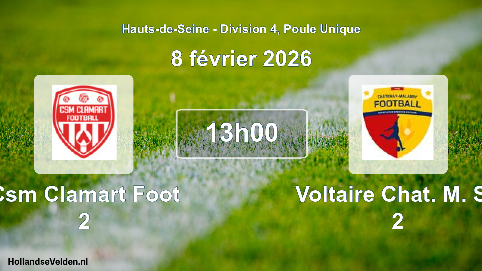 Geplande wedstrijd: Csm Clamart Foot 2 - Voltaire Chat. M. Ss 2 (8 februari 2026)