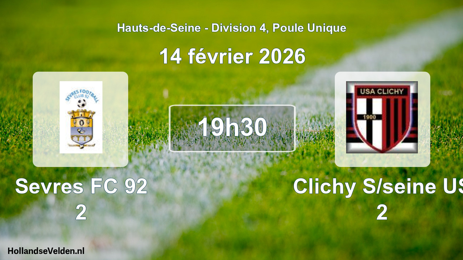 Scheduled Match: Sevres FC 92 2 - Clichy S/seine US 2 (14 February 2026)