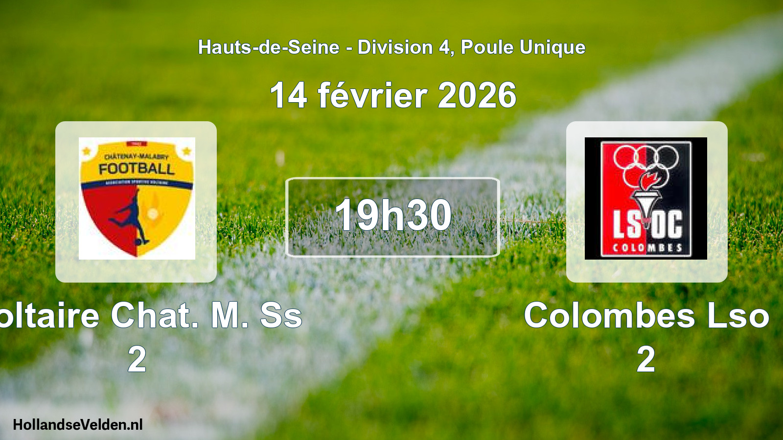 Match programmé: Voltaire Chat. M. Ss 2 - Colombes Lso 2 (14 février 2026)