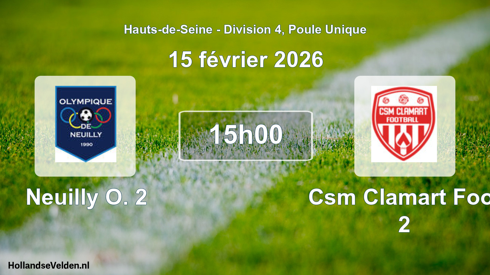 Scheduled Match: Neuilly O. 2 - Csm Clamart Foot 2 (15 February 2026)