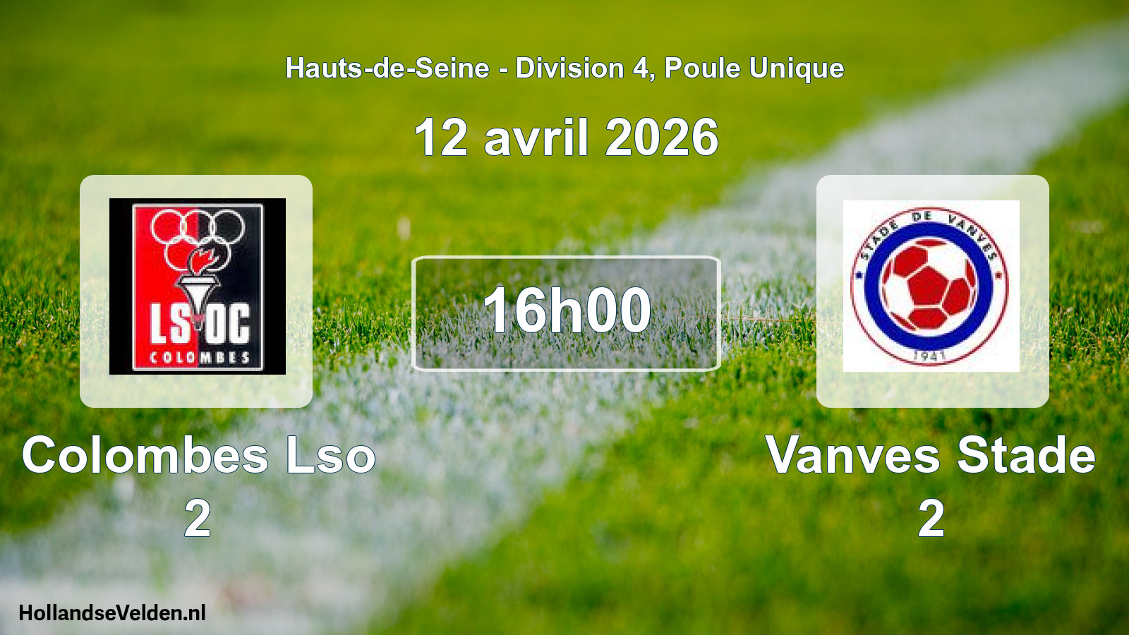 Match programmé: Colombes Lso 2 - Vanves Stade 2 (12 avril 2026)