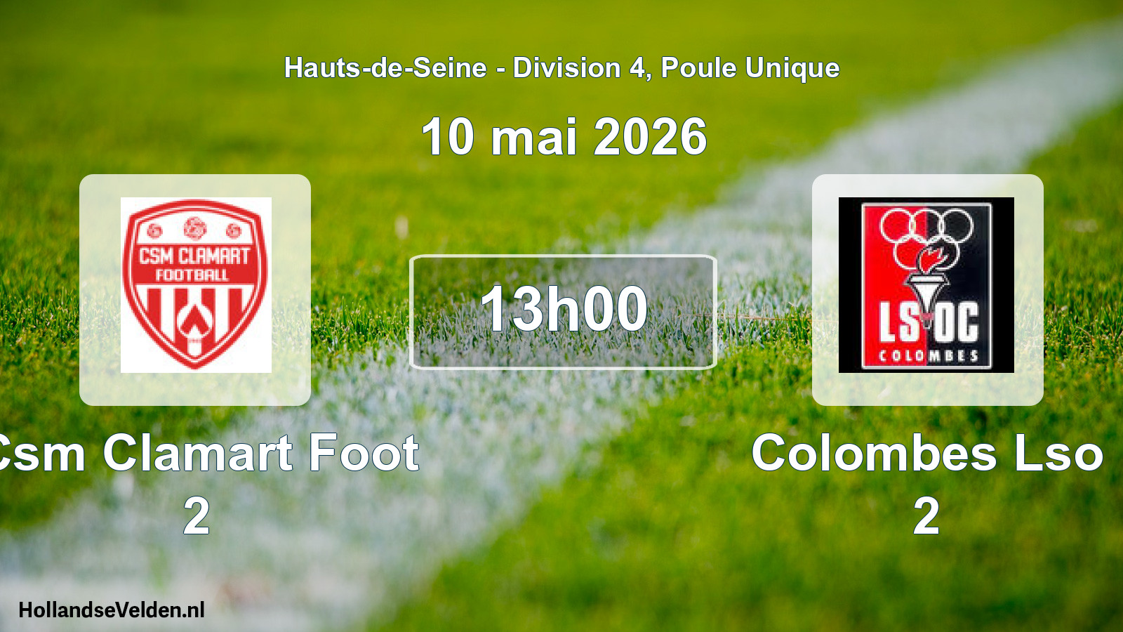 Match programmé: Csm Clamart Foot 2 - Colombes Lso 2 (10 mai 2026)
