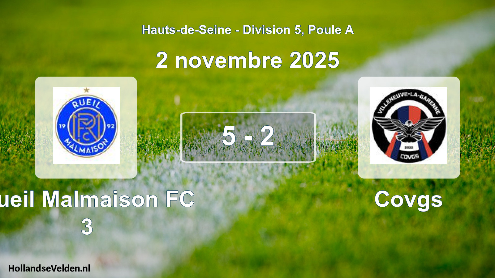 Total number of matches played: Rueil Malmaison FC 3 - Covgs 5 - 2 (2 November 2025)