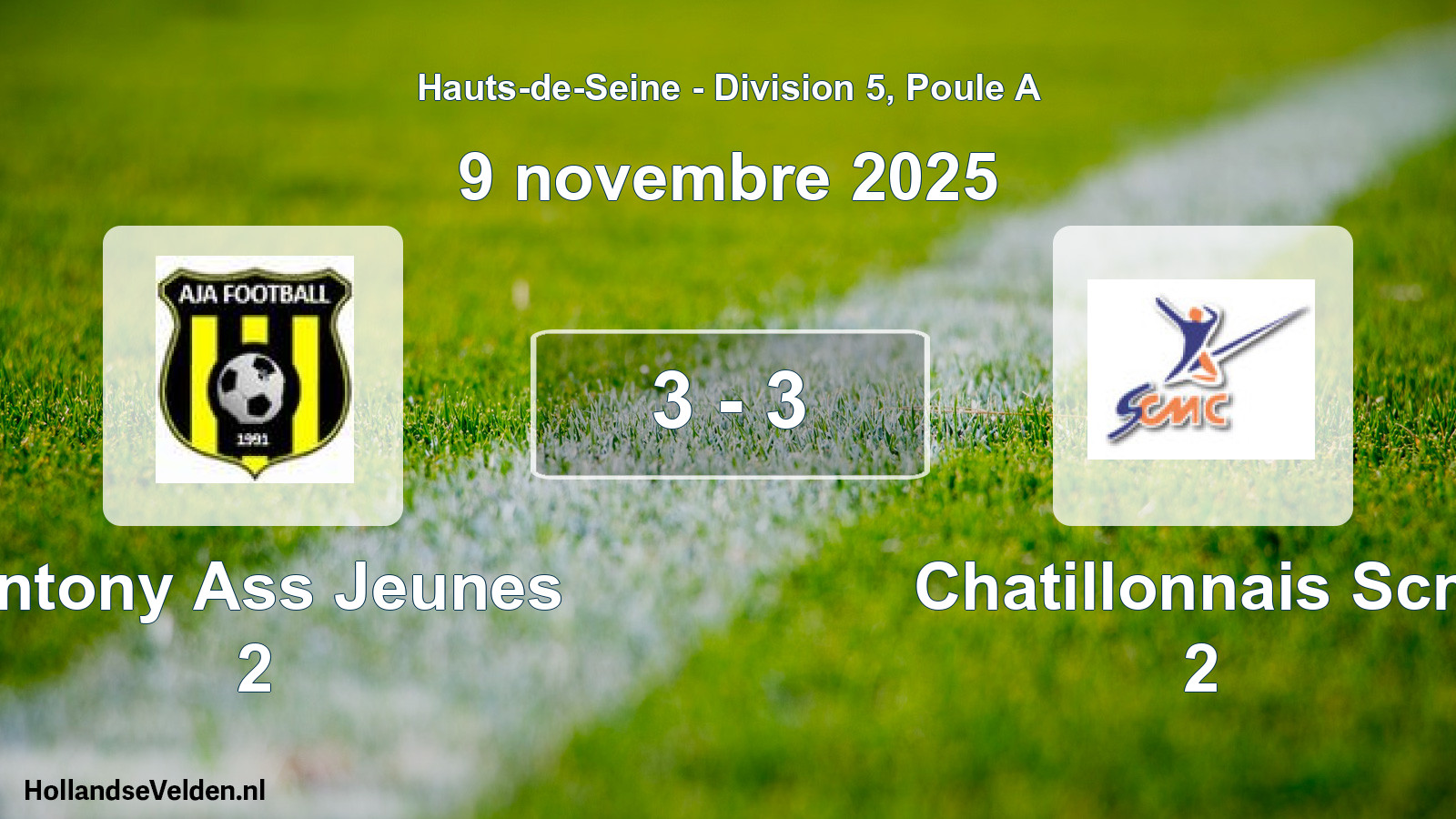 Match joué: Antony Ass Jeunes 2 - Chatillonnais Scm 2 3 - 3 (9 novembre 2025)