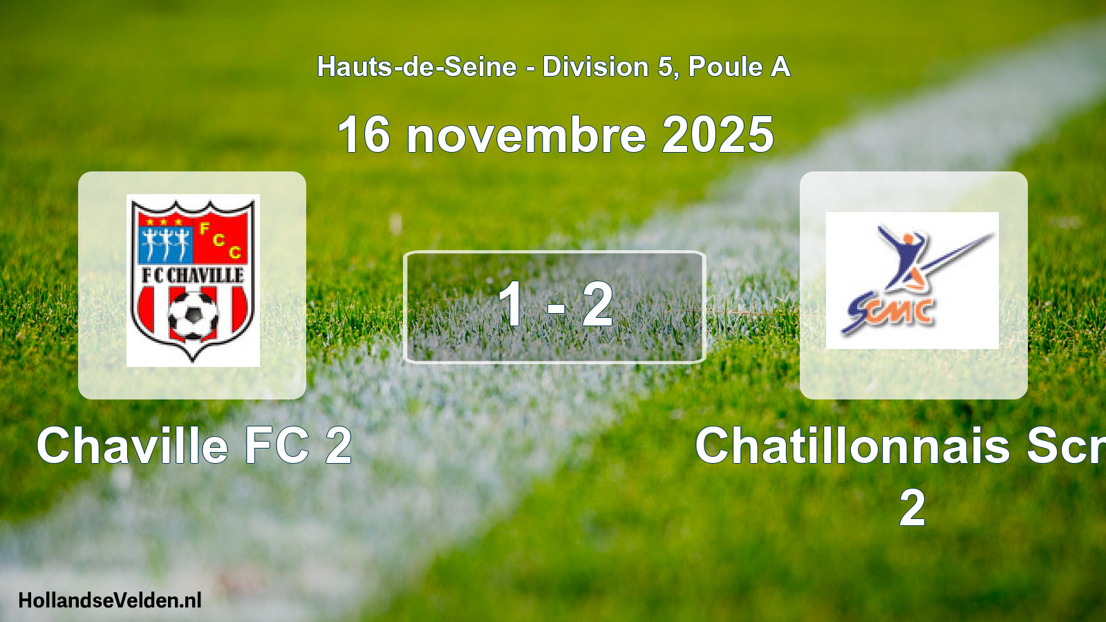 Match joué: Chaville FC 2 - Chatillonnais Scm 2 1 - 2 (16 novembre 2025)