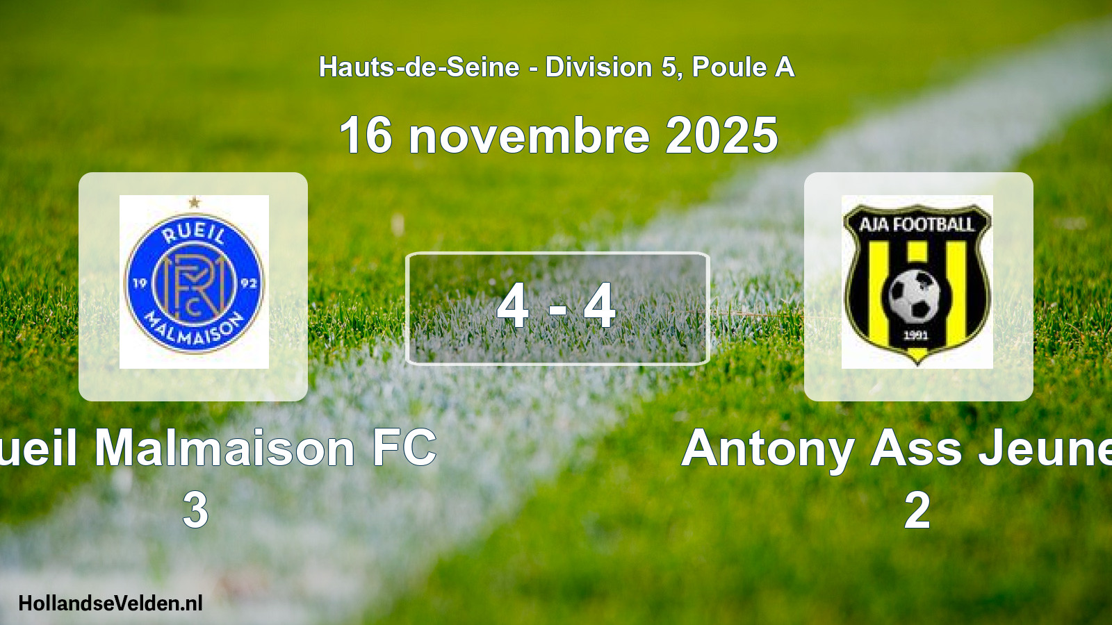 Match joué: Rueil Malmaison FC 3 - Antony Ass Jeunes 2 4 - 4 (16 novembre 2025)