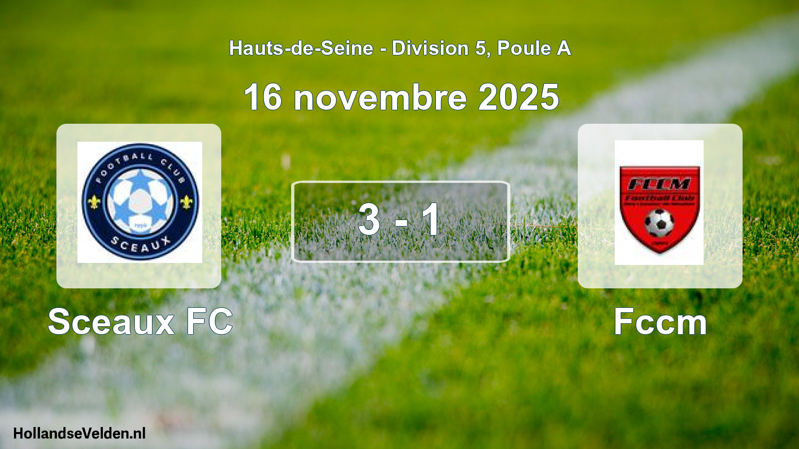 Match joué: Sceaux FC - Fccm 3 - 1 (16 novembre 2025)