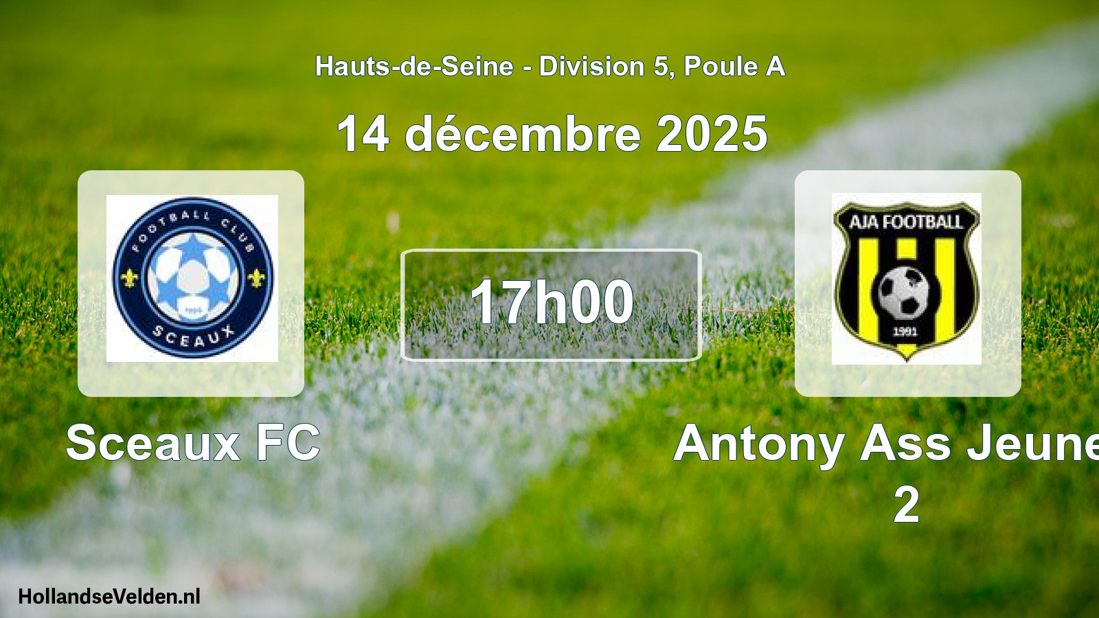 Match programmé: Sceaux FC - Antony Ass Jeunes 2 (14 décembre 2025)