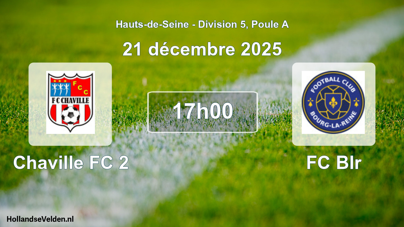 Match programmé: Chaville FC 2 - FC Blr (21 décembre 2025)