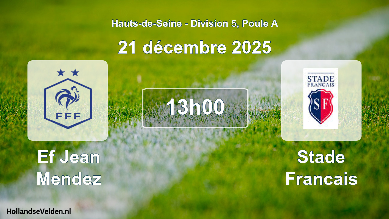 Match programmé: Ef Jean Mendez - Stade Francais (21 décembre 2025)
