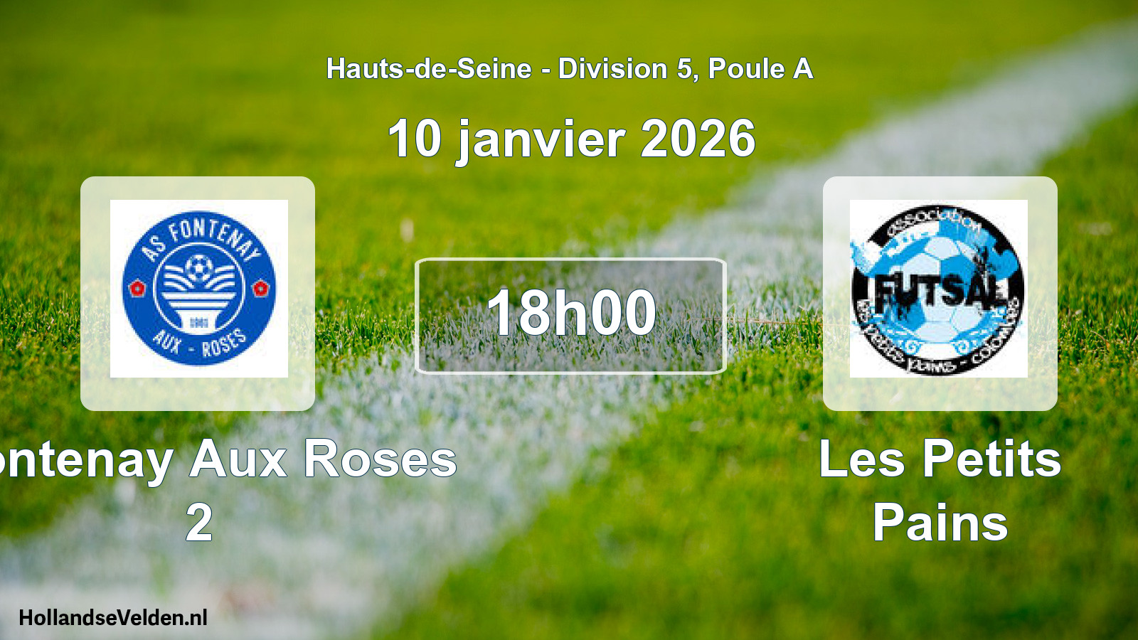 Match programmé: Fontenay Aux Roses 2 - Les Petits Pains (10 janvier 2026)