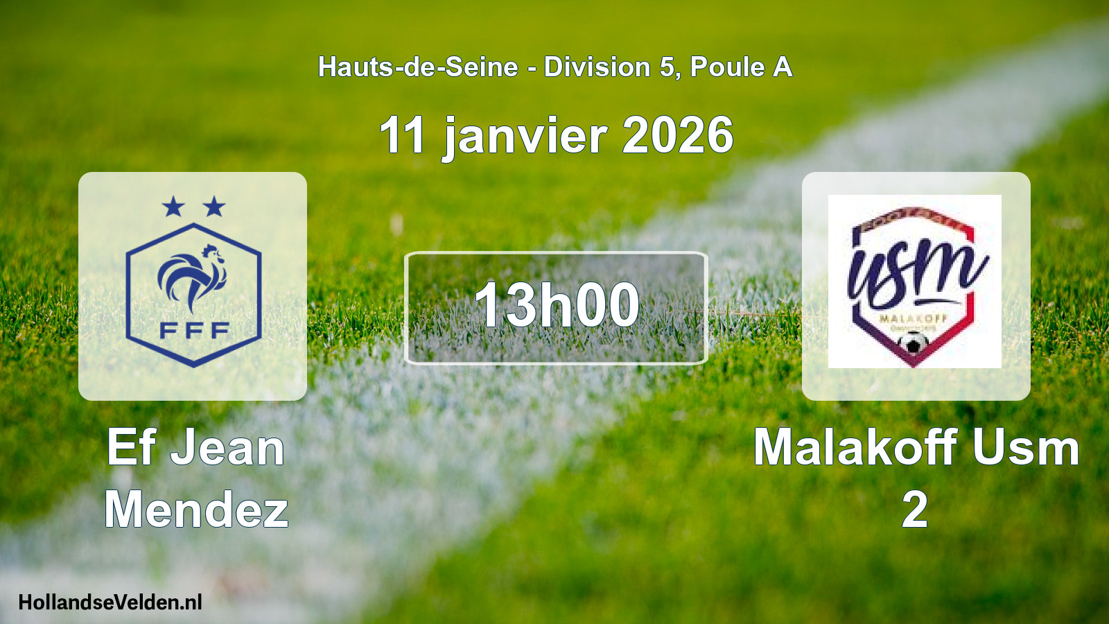Match programmé: Ef Jean Mendez - Malakoff Usm 2 (11 janvier 2026)