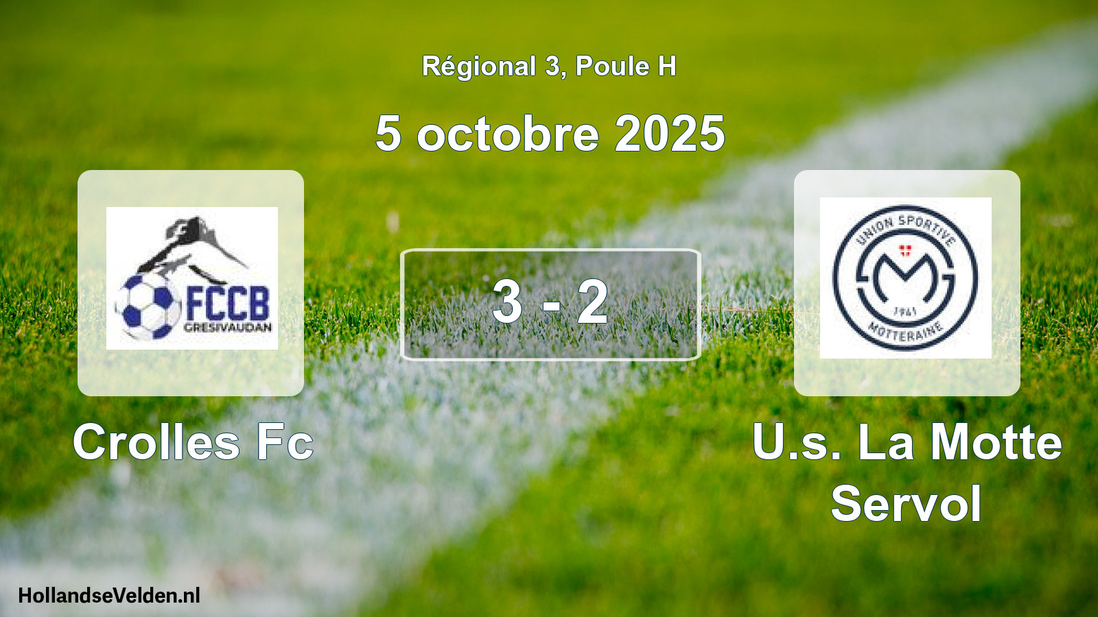 Total number of matches played: Crolles Fc - U.s. La Motte Servol 3 - 2 (5 October 2025)