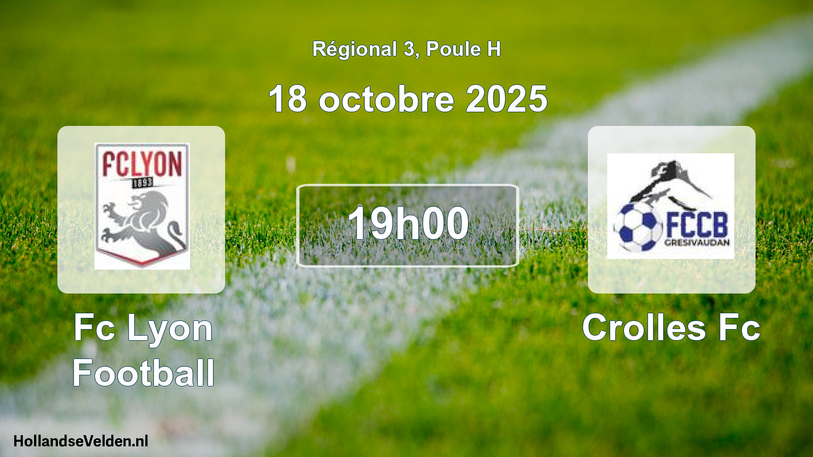 Geplande wedstrijd: Fc Lyon Football - Crolles Fc (18 octobre 2025)