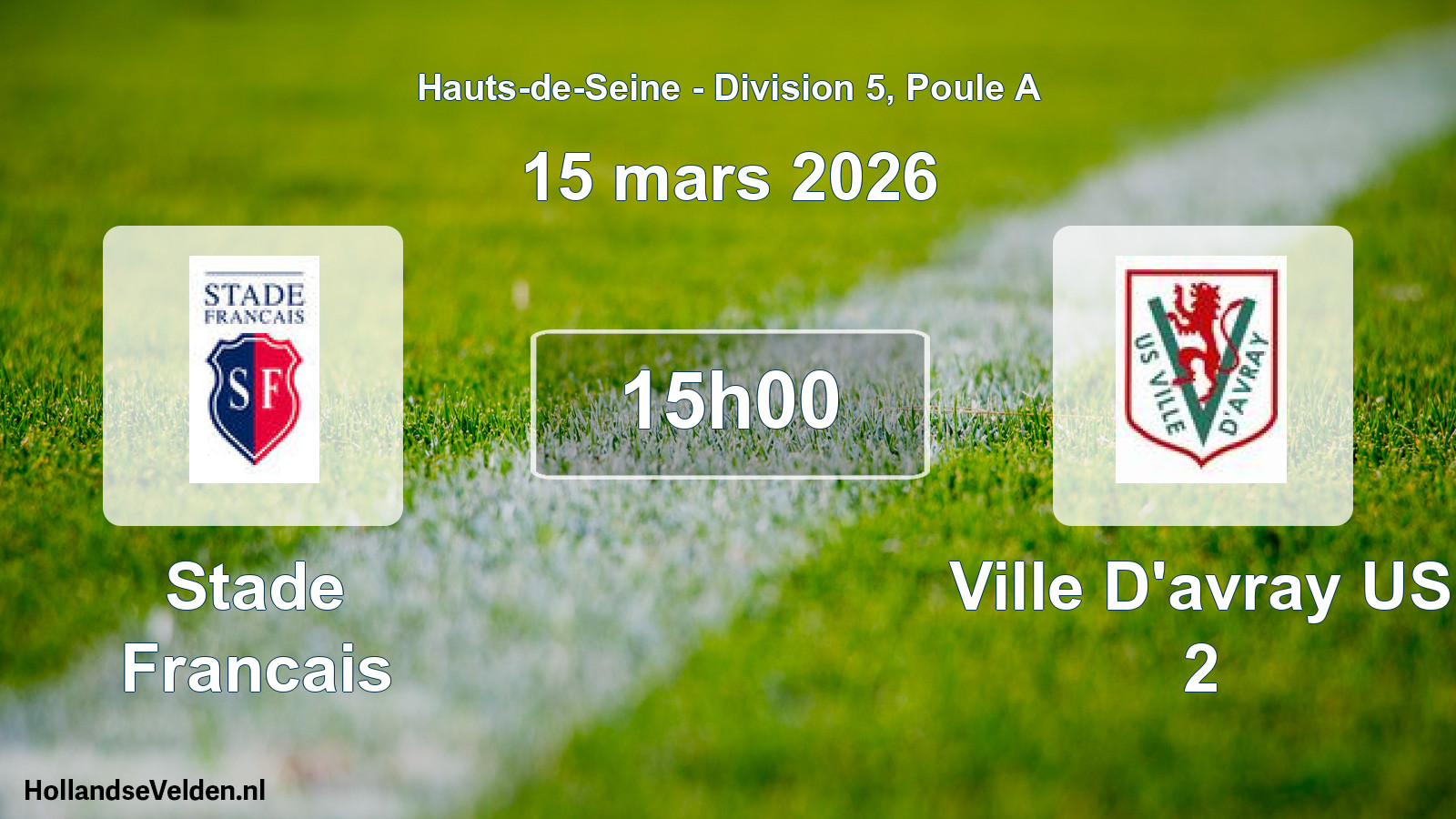 Match programmé: Stade Francais - Ville D'avray US 2 (15 mars 2026)