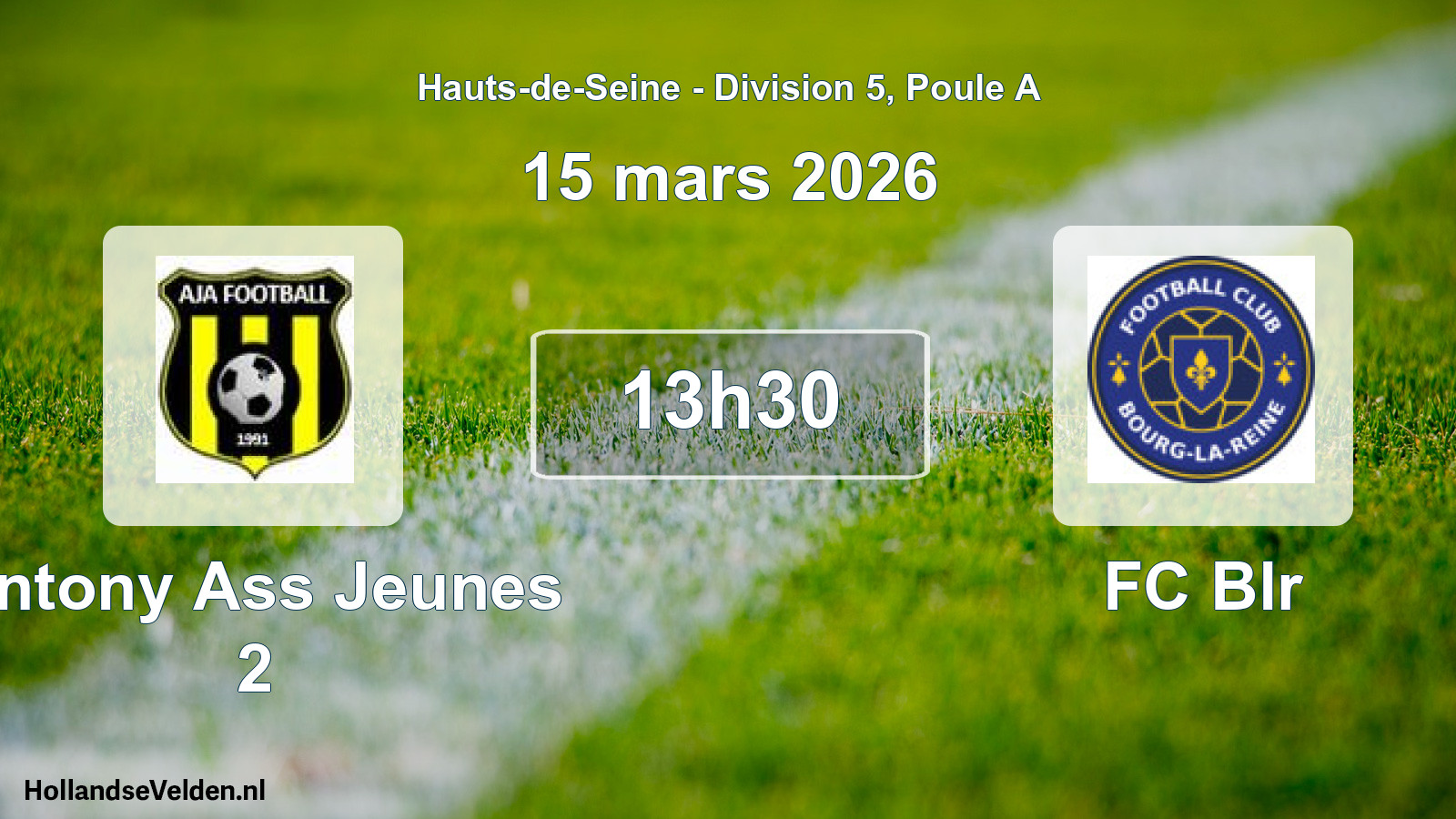 Geplande wedstrijd: Antony Ass Jeunes 2 - FC Blr (15 maart 2026)