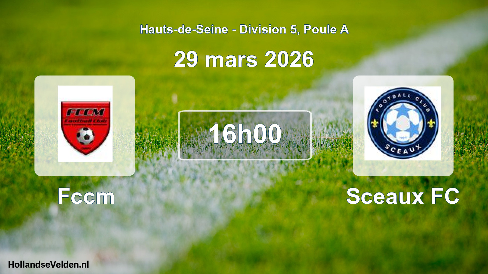 Match programmé: Fccm - Sceaux FC (29 mars 2026)