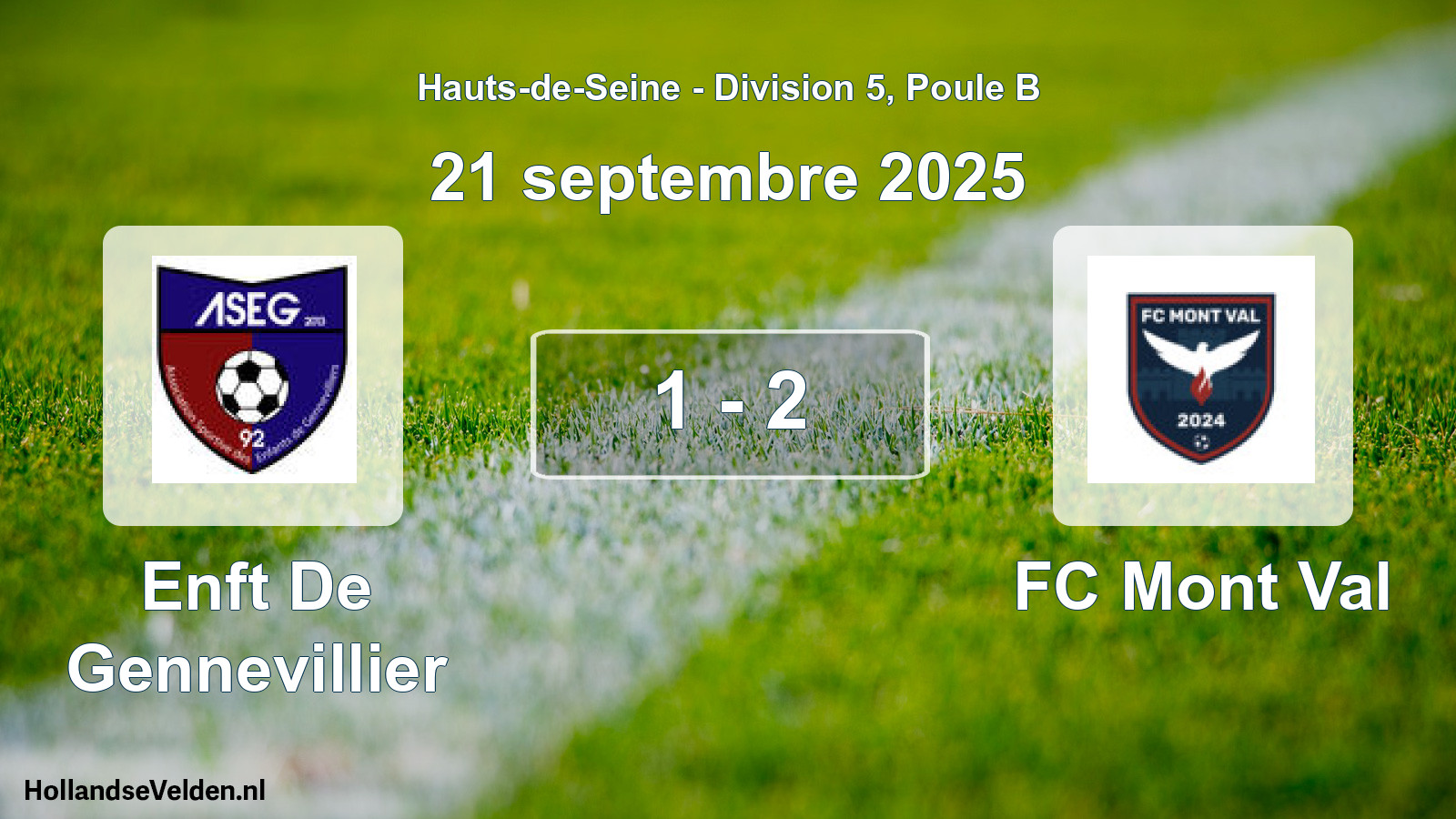 Gespeelde wedstrijd: Enft De Gennevillier - FC Mont Val 1 - 2 (21 september 2025)
