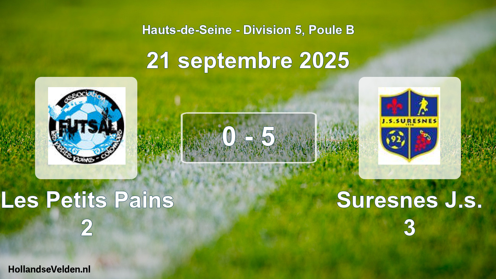 Gespeelde wedstrijd: Les Petits Pains 2 - Suresnes J.s. 3 0 - 5 (21 september 2025)