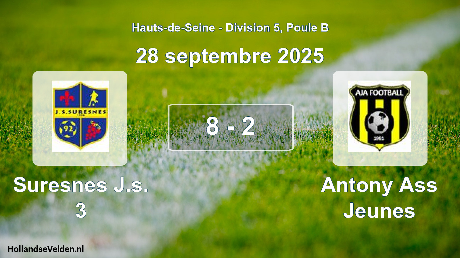 Gespeelde wedstrijd: Suresnes J.s. 3 - Antony Ass Jeunes 8 - 2 (28 september 2025)