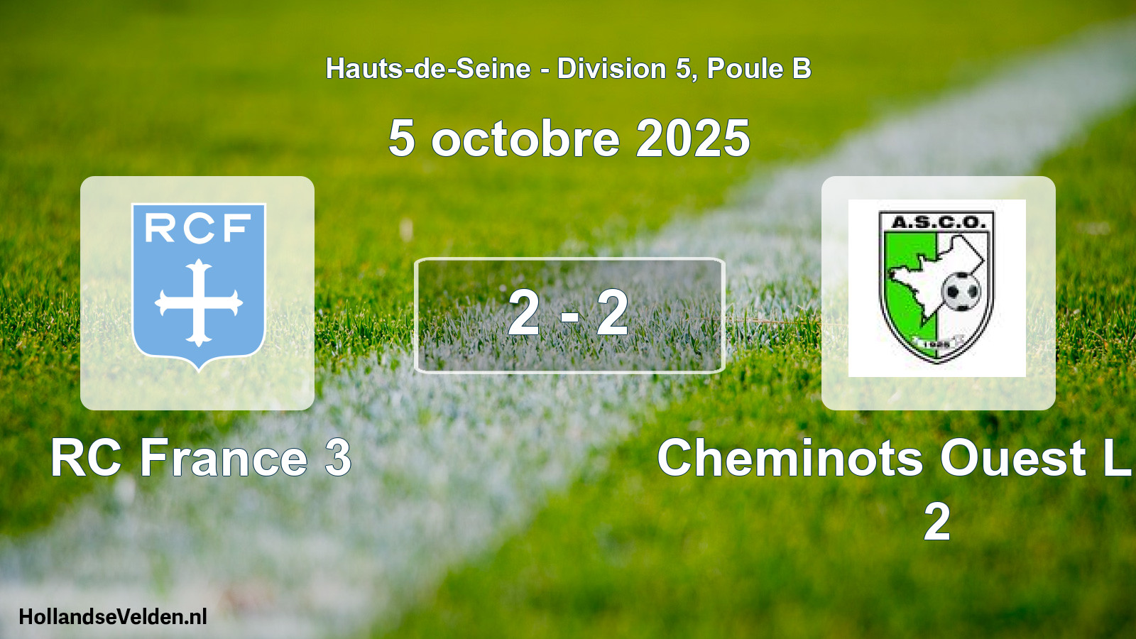 Total number of matches played: RC France 3 - Cheminots Ouest L AS 2 2 - 2 (5 October 2025)