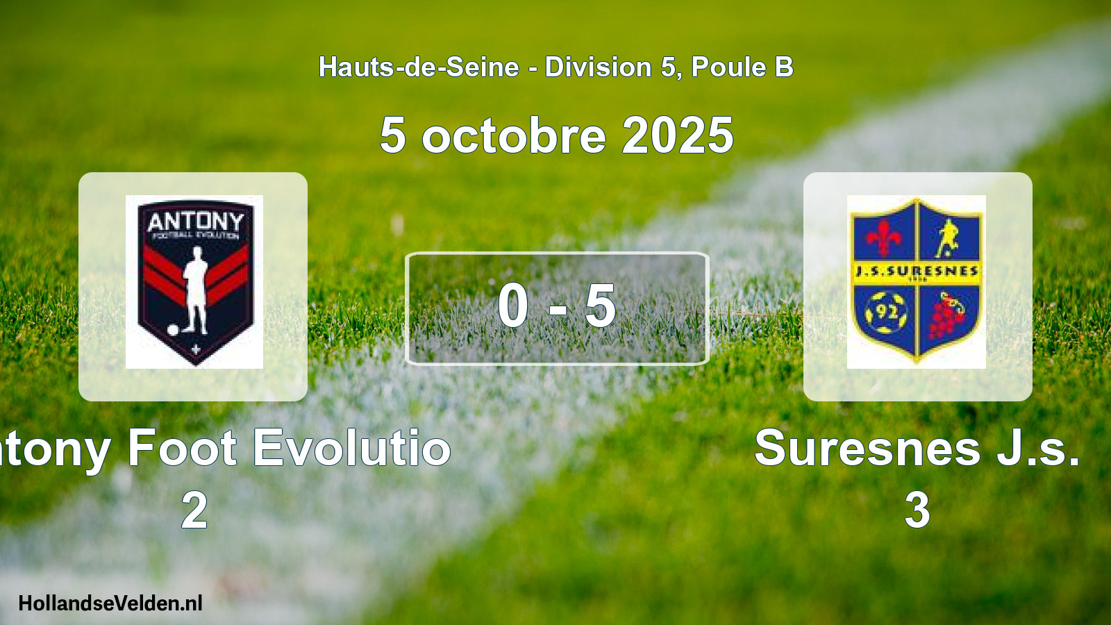 Gespeelde wedstrijd: Antony Foot Evolutio 2 - Suresnes J.s. 3 0 - 5 (5 oktober 2025)