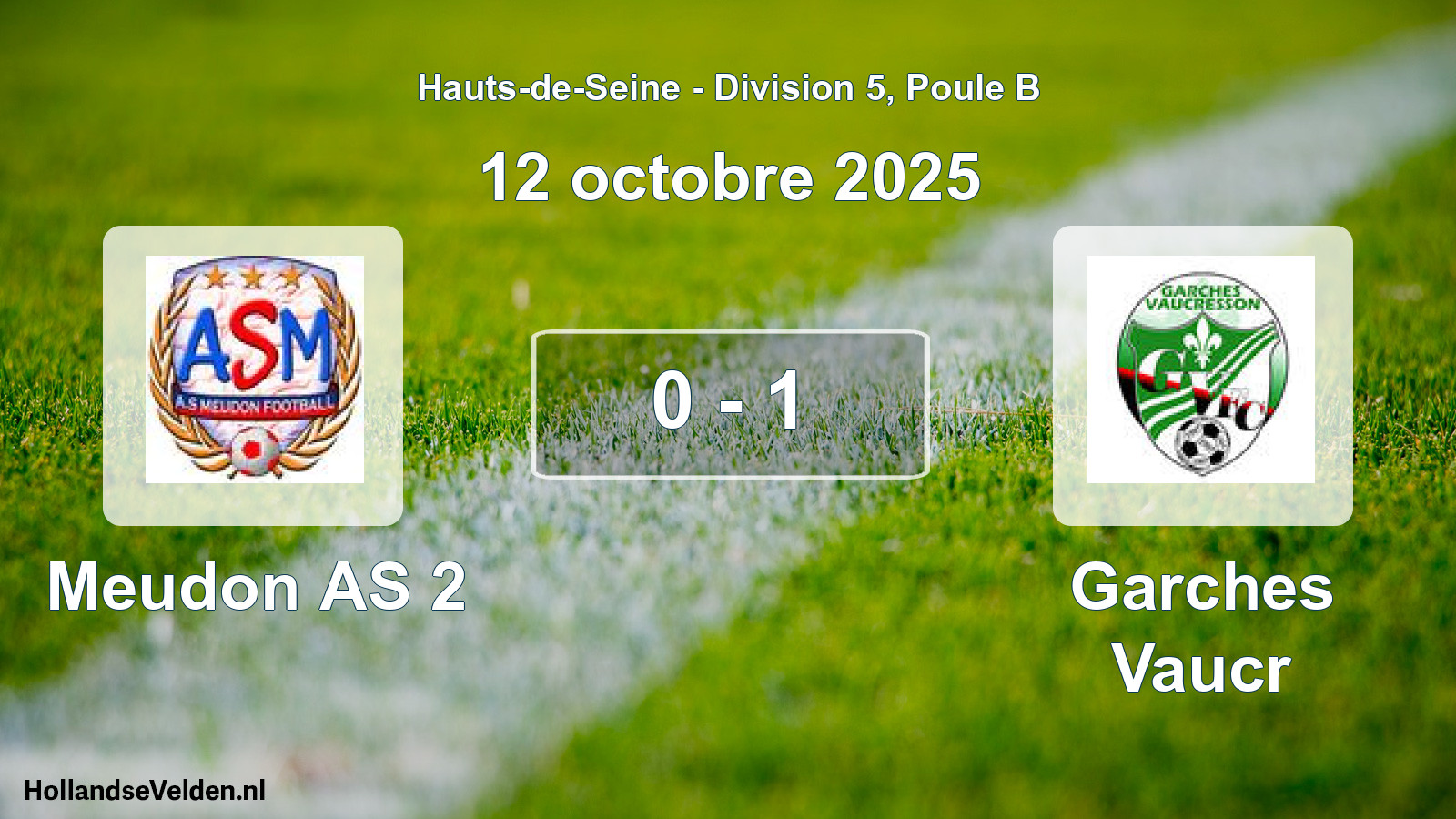 Match joué: Meudon AS 2 - Garches Vaucr 0 - 1 (12 octobre 2025)
