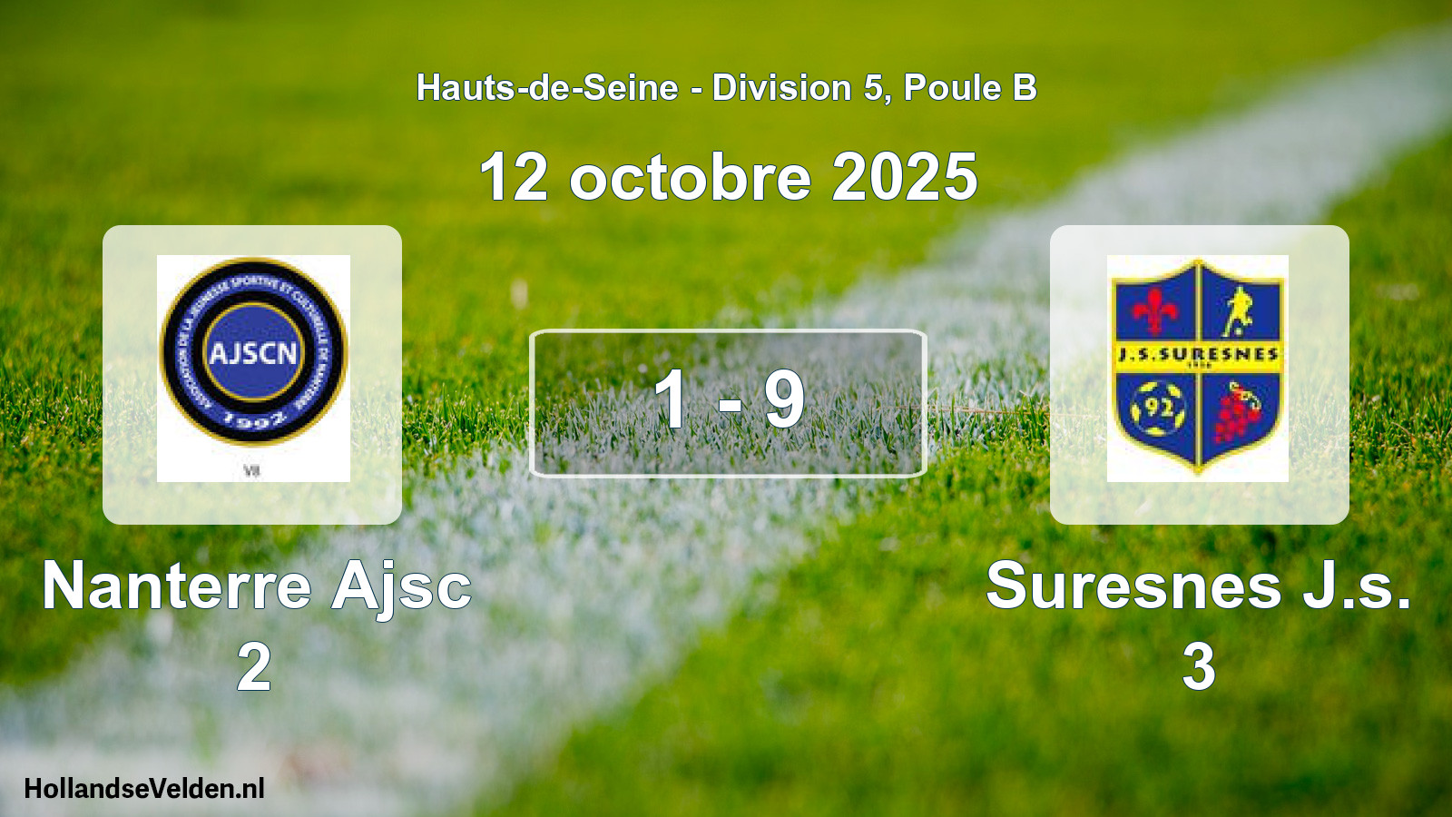 Match joué: Nanterre Ajsc 2 - Suresnes J.s. 3 1 - 9 (12 octobre 2025)