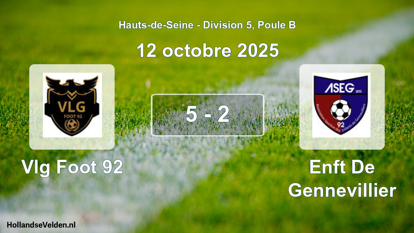 Gespeelde wedstrijd: Vlg Foot 92 - Enft De Gennevillier 5 - 2 (12 oktober 2025)