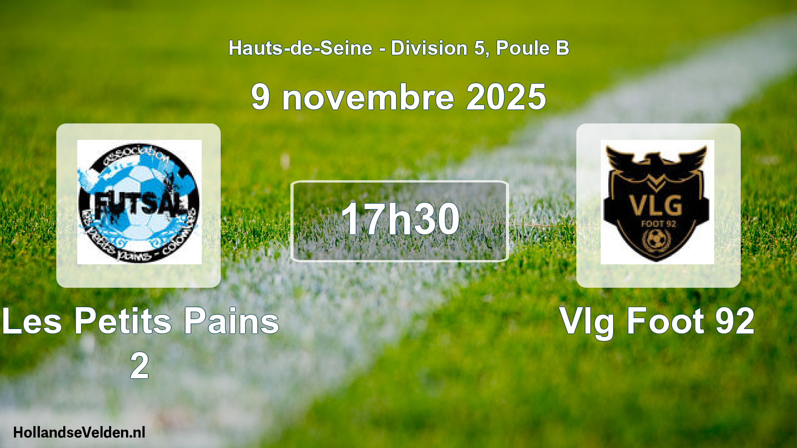 Match programmé: Les Petits Pains 2 - Vlg Foot 92 (9 novembre 2025)