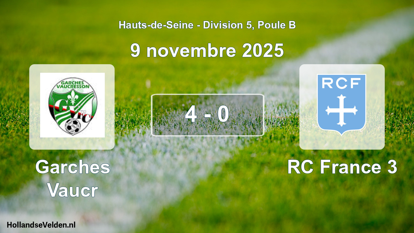 Gespeelde wedstrijd: Garches Vaucr - RC France 3 4 - 0 (9 november 2025)