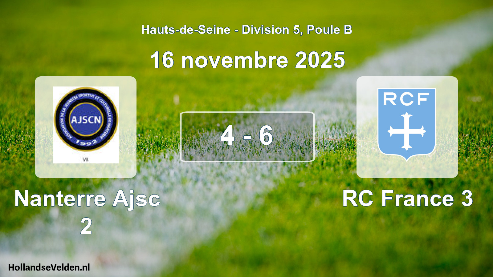 Gespeelde wedstrijd: Nanterre Ajsc 2 - RC France 3 4 - 6 (16 november 2025)