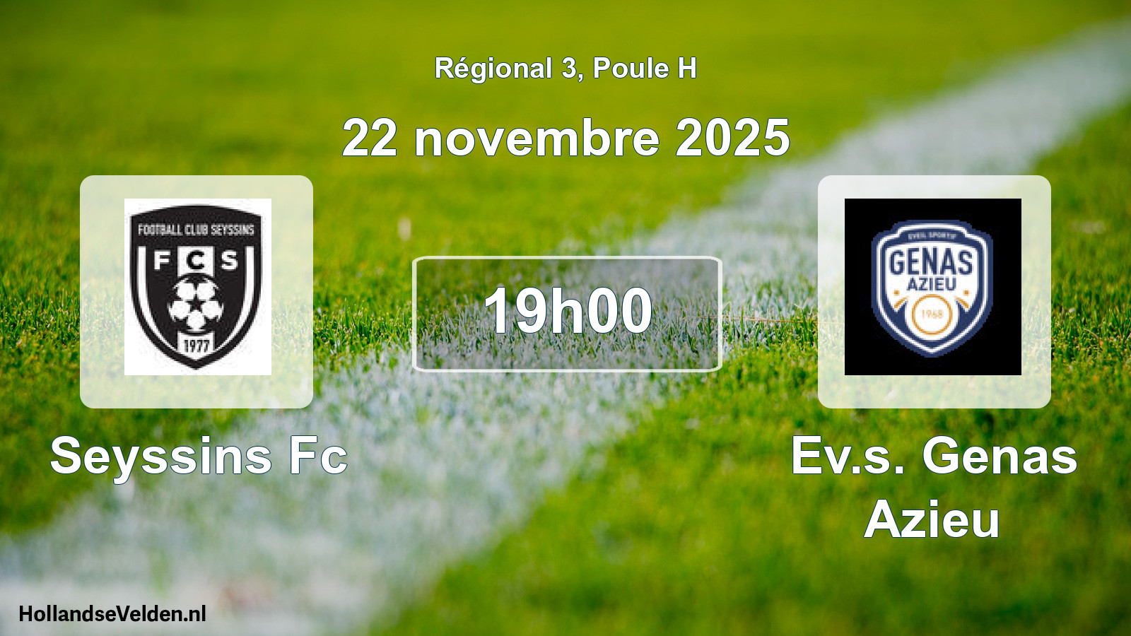 Geplande wedstrijd: Seyssins Fc - Ev.s. Genas Azieu (22 november 2025)