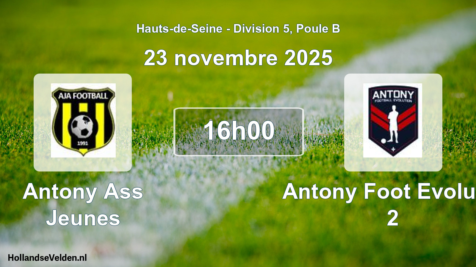 Match programmé: Antony Ass Jeunes - Antony Foot Evolutio 2 (23 novembre 2025)