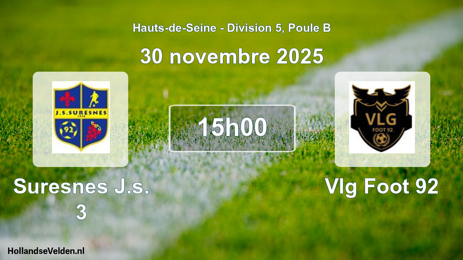 Match programmé: Suresnes J.s. 3 - Vlg Foot 92 (30 novembre 2025)