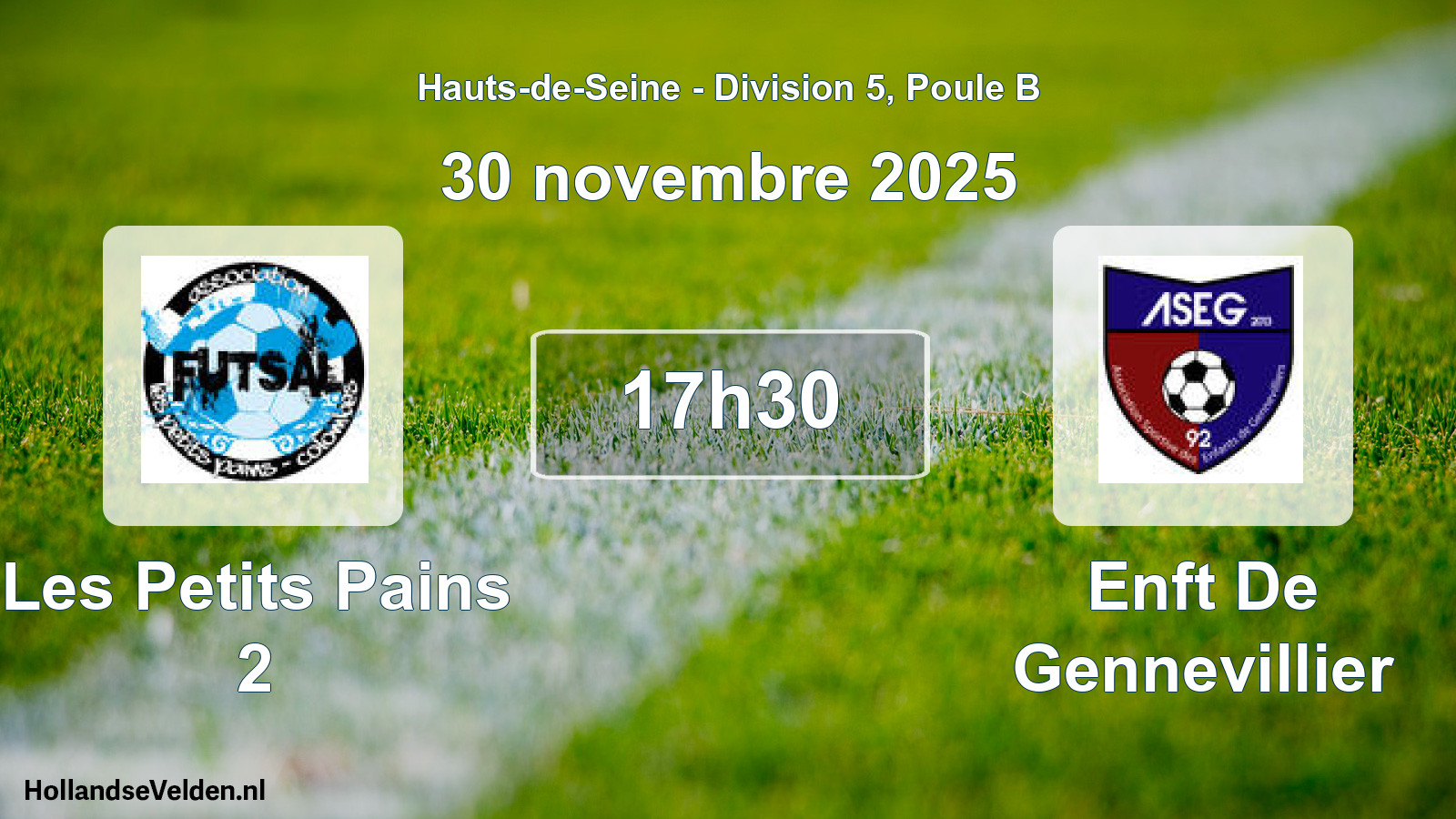 Match programmé: Les Petits Pains 2 - Enft De Gennevillier (30 novembre 2025)