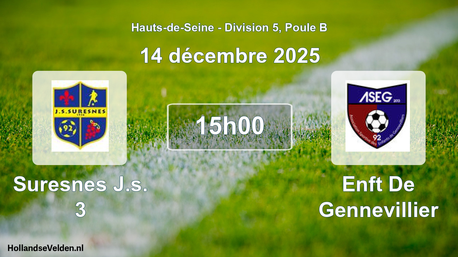 Match programmé: Suresnes J.s. 3 - Enft De Gennevillier (14 décembre 2025)