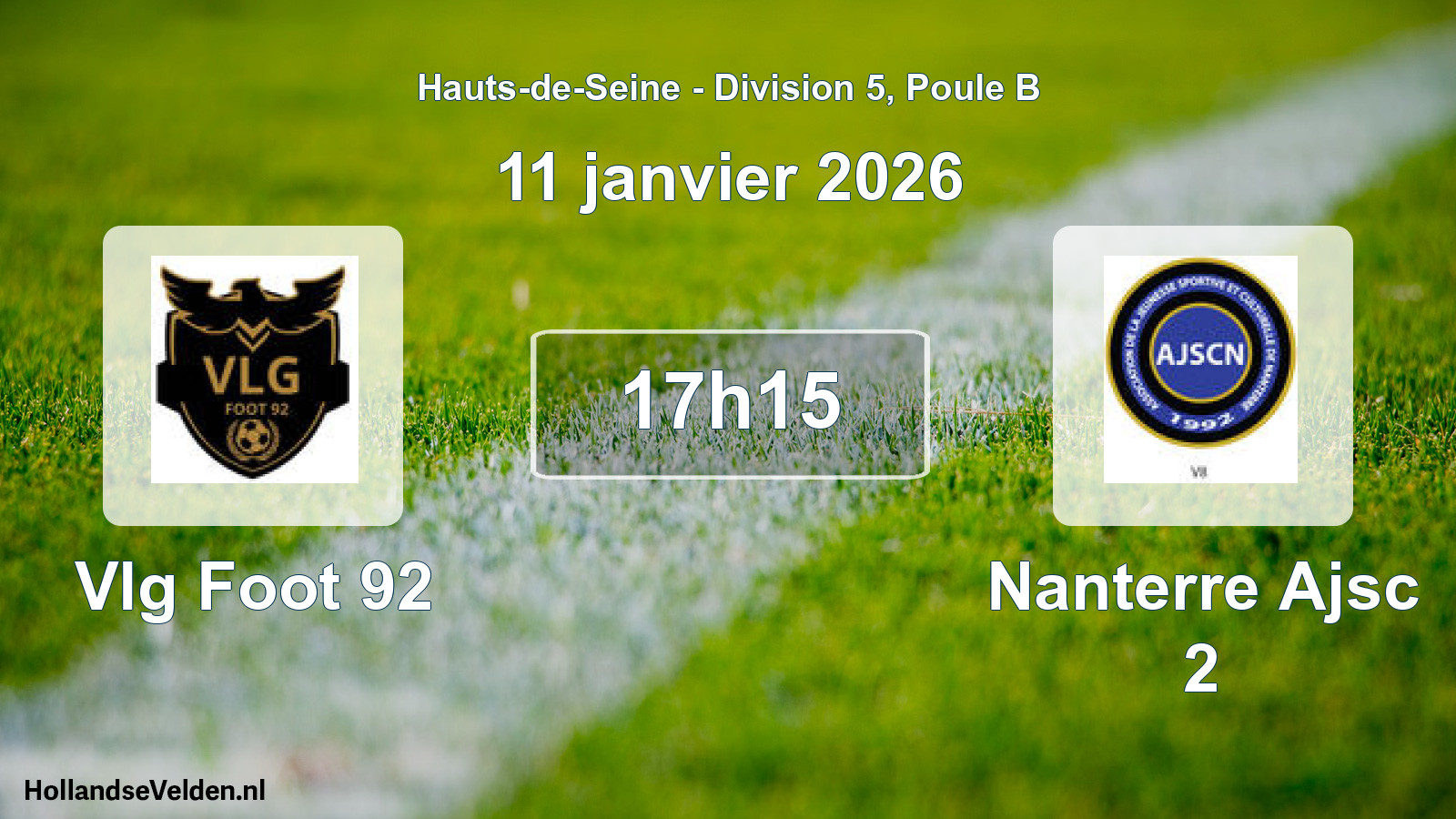 Match programmé: Vlg Foot 92 - Nanterre Ajsc 2 (11 janvier 2026)
