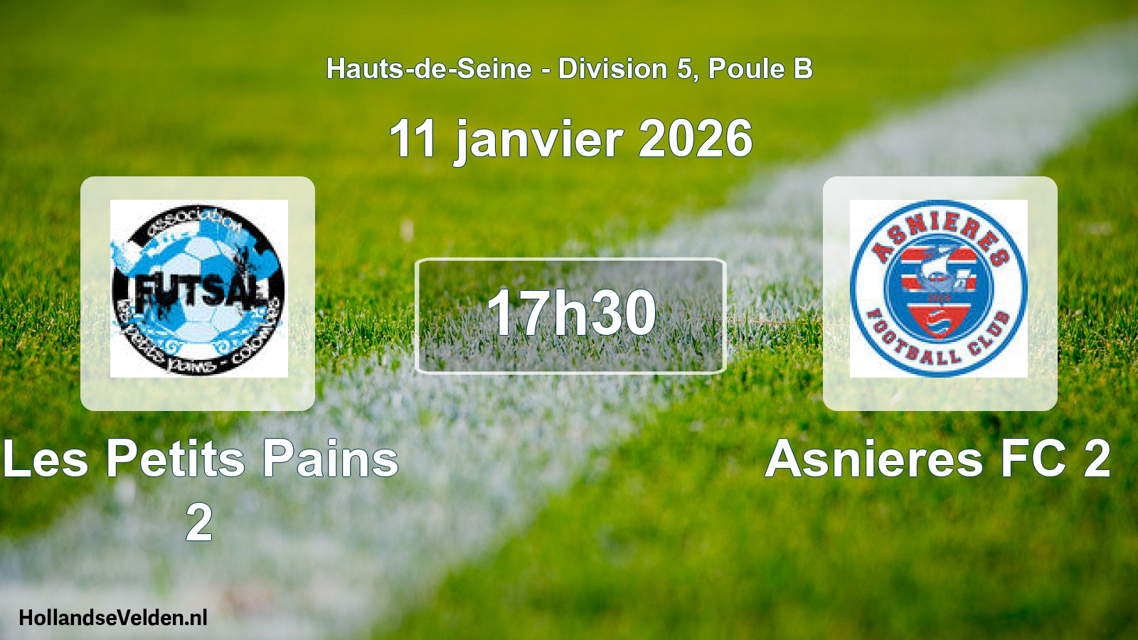 Geplande wedstrijd: Les Petits Pains 2 - Asnieres FC 2 (11 januari 2026)