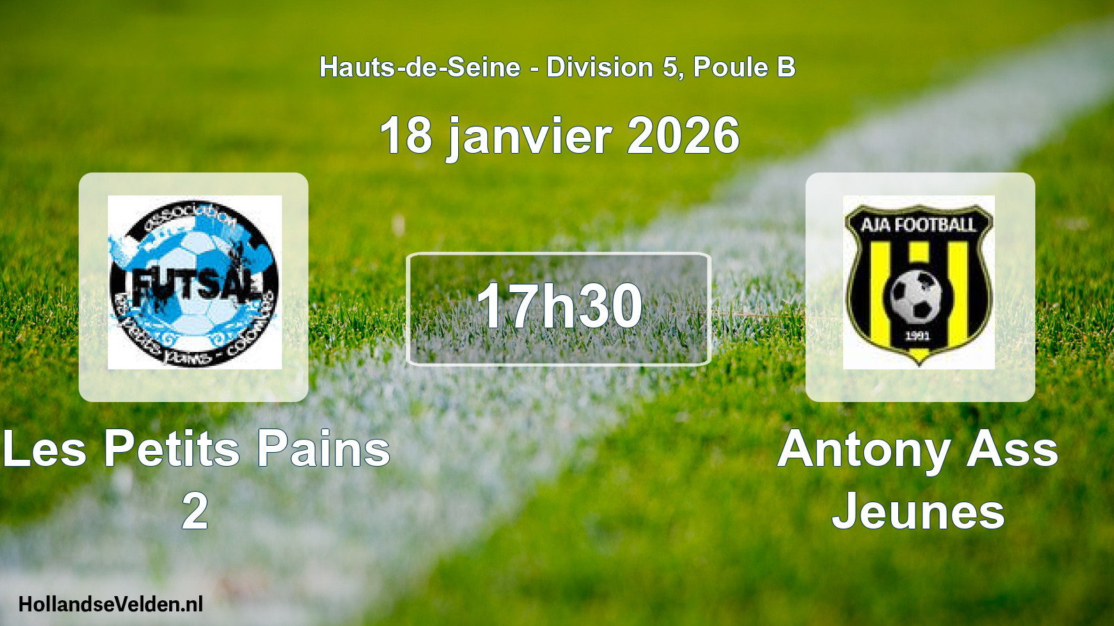 Match programmé: Les Petits Pains 2 - Antony Ass Jeunes (18 janvier 2026)