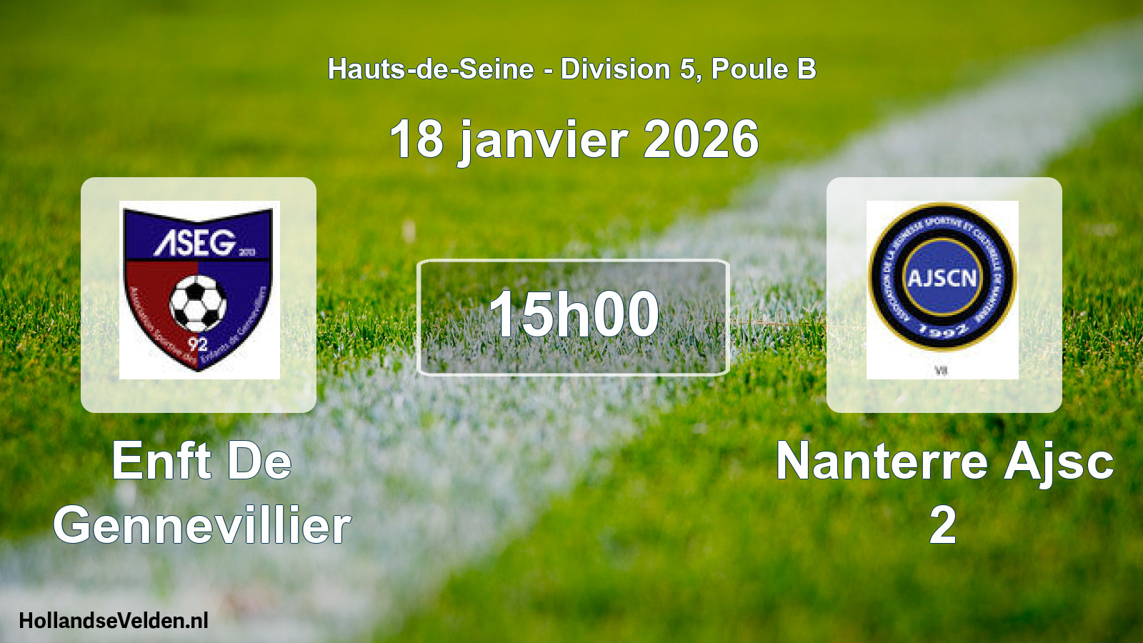 Geplande wedstrijd: Enft De Gennevillier - Nanterre Ajsc 2 (18 januari 2026)