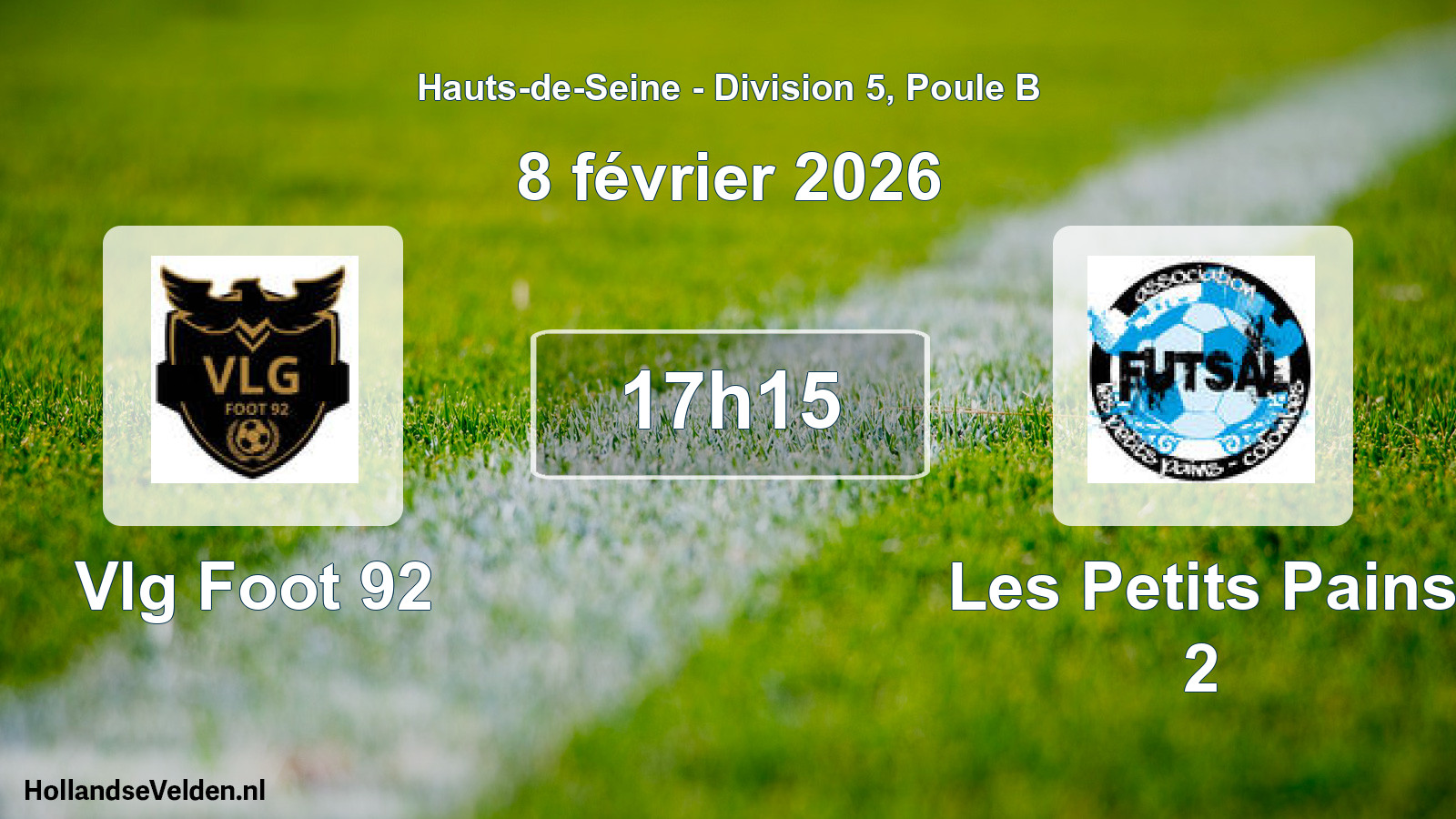 Match programmé: Vlg Foot 92 - Les Petits Pains 2 (8 février 2026)