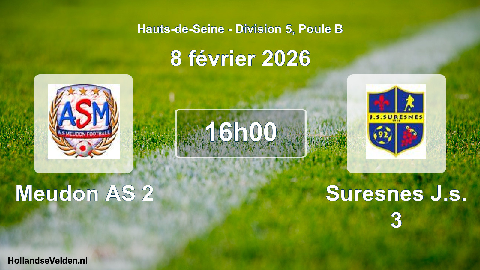 Geplande wedstrijd: Meudon AS 2 - Suresnes J.s. 3 (8 februari 2026)