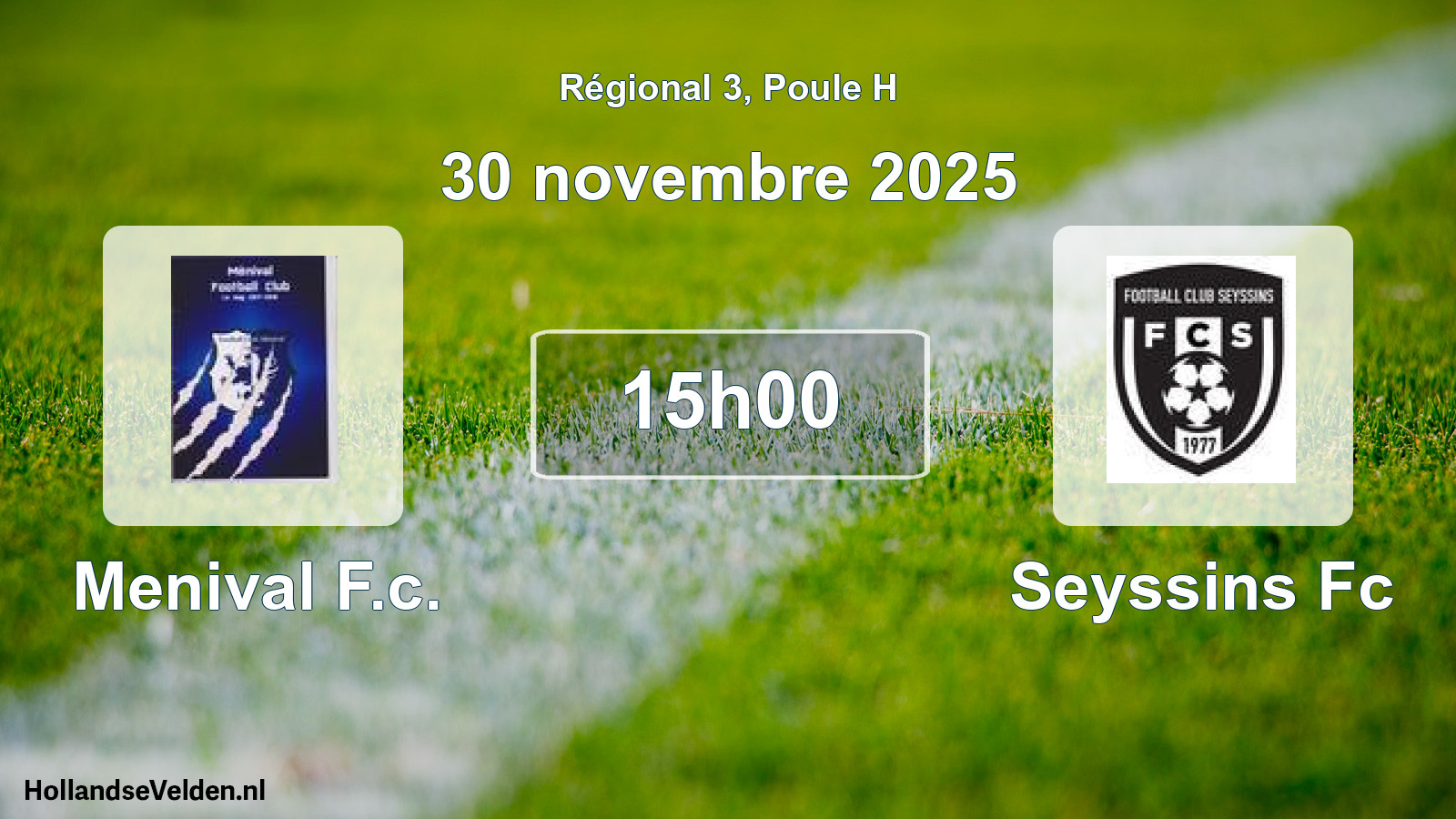 Geplande wedstrijd: Menival F.c. - Seyssins Fc (30 novembre 2025)