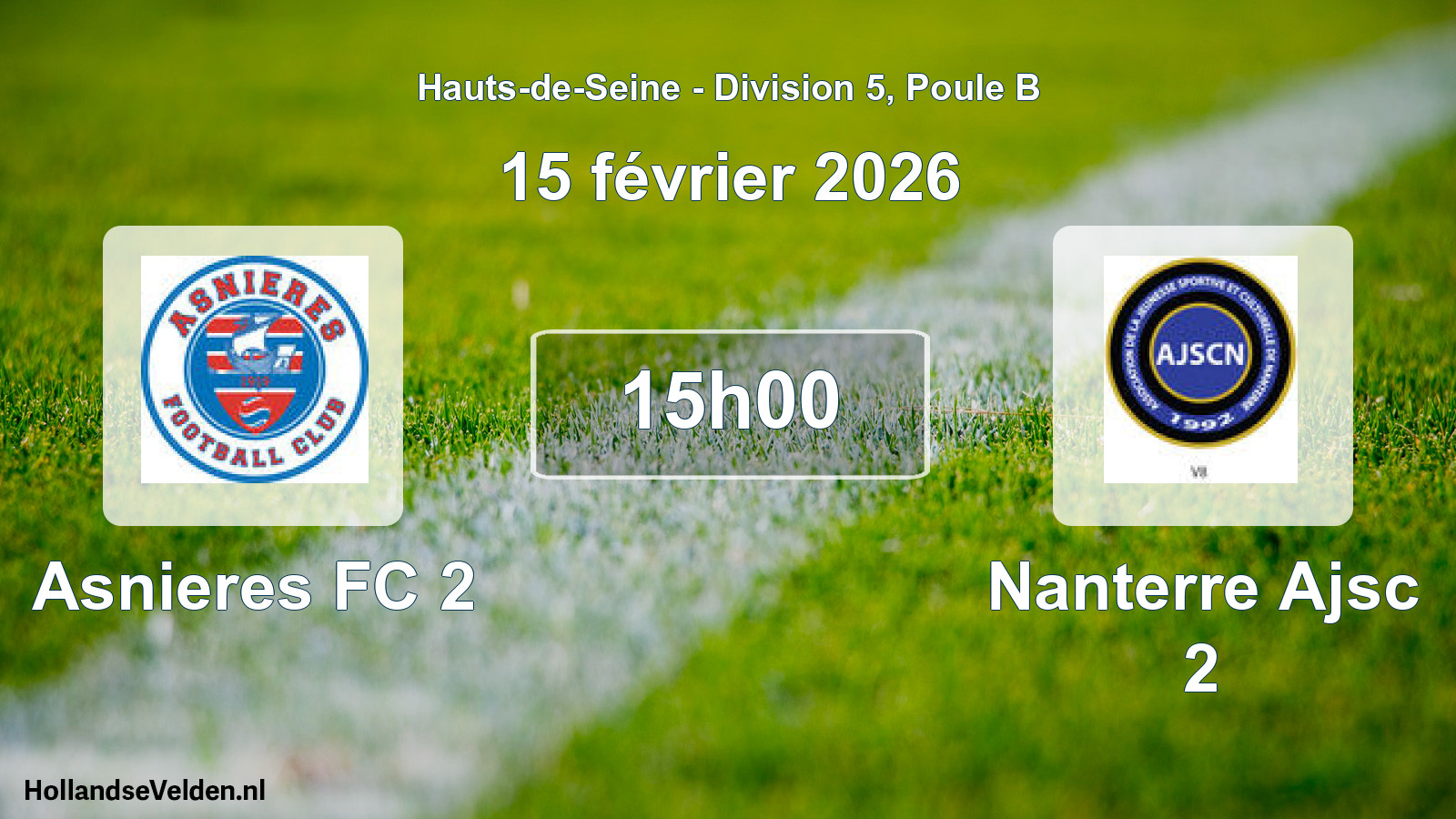 Geplande wedstrijd: Asnieres FC 2 - Nanterre Ajsc 2 (15 februari 2026)